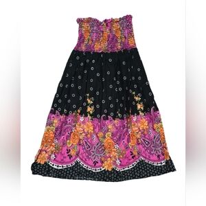 Ambiance Halter Dress with Floral Design - Pink, Black, Orange